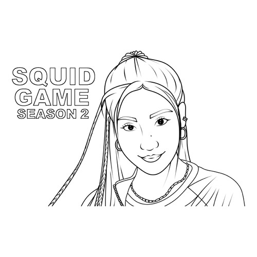 Kan Mi Na Coloring Page from Squid Game 2 free printable Squid Game Coloring Pages coloring page