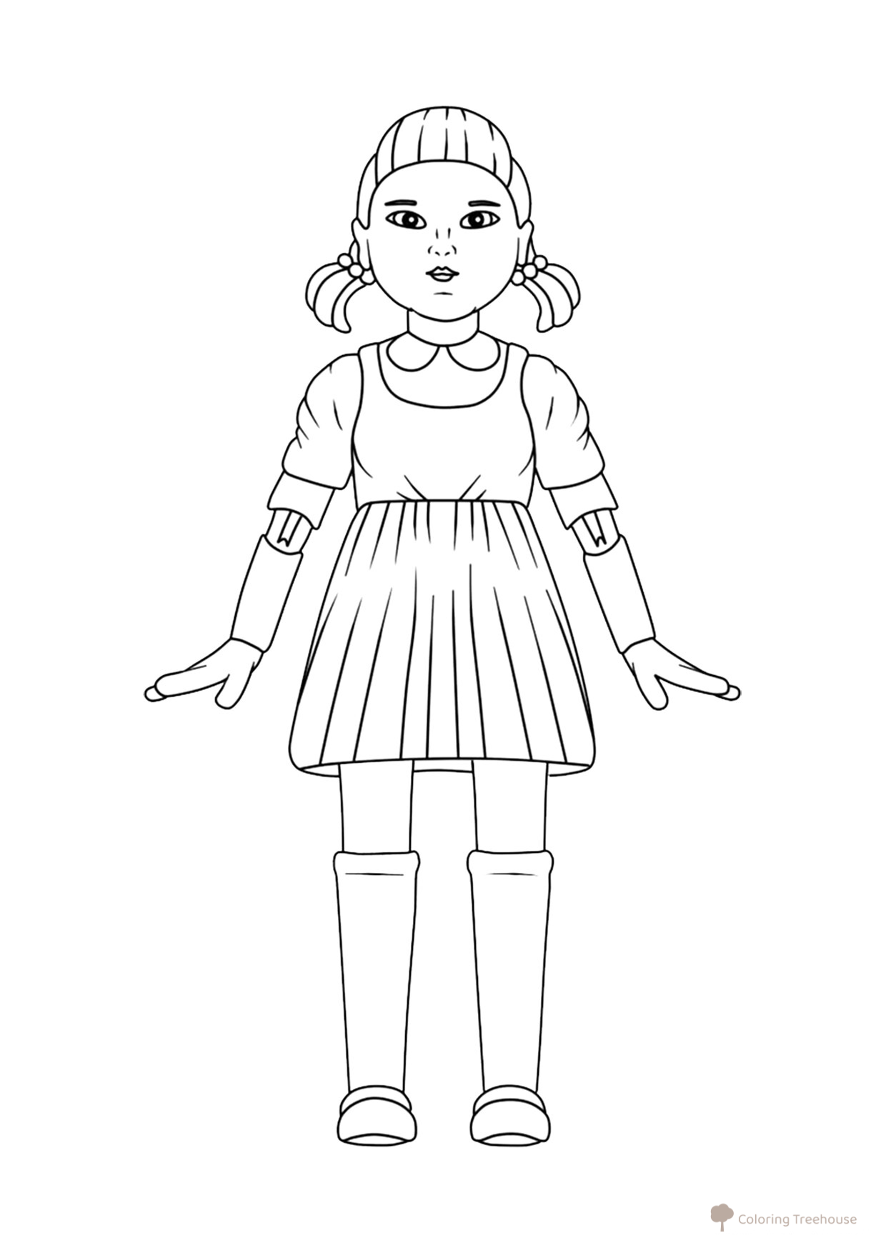 Página para colorear «Muñeca del juego del calamar» dibujo para colorear gratis de Páginas para colorear de El juego
