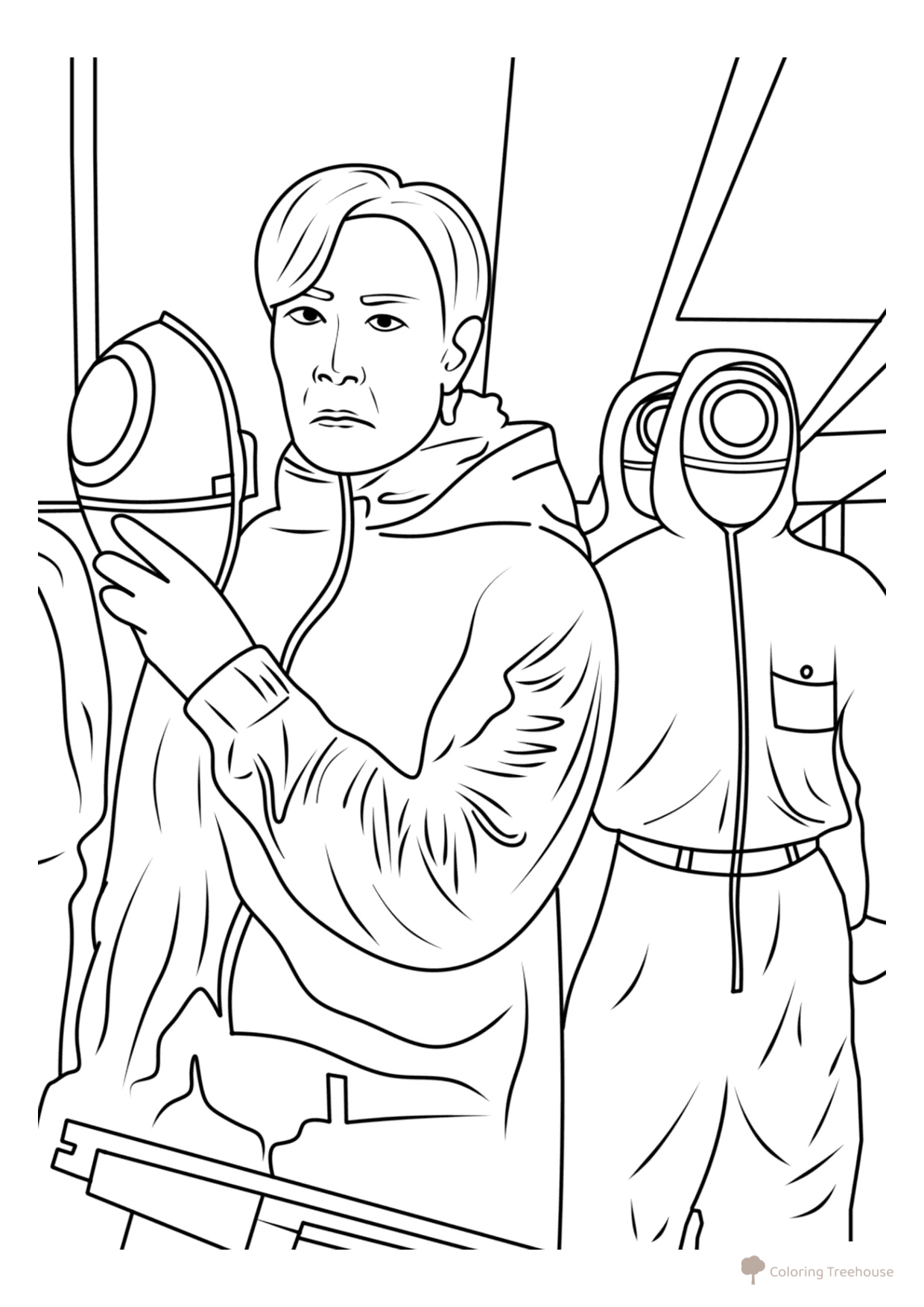 Página para colorear «Seong Gi-hun de El Juego del Calamar 2» dibujo para colorear gratis de Páginas para colorear de El juego
