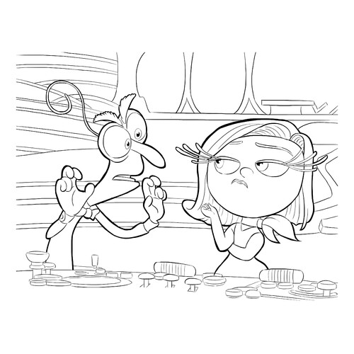 Disgust and Fear Coloring Page free printable Inside Out Coloring Pages coloring page