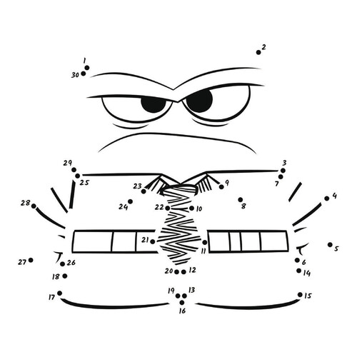 Anger Dot-to-Dot Coloring Page free printable Inside Out Coloring Pages coloring page