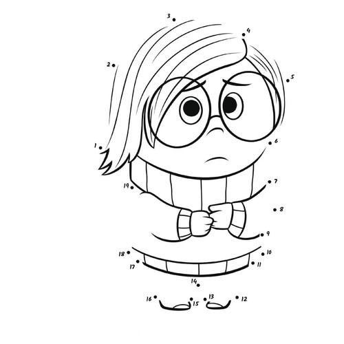 Sadness Dot-to-Dot Coloring Page (Inside Out) free printable Inside Out Coloring Pages coloring page