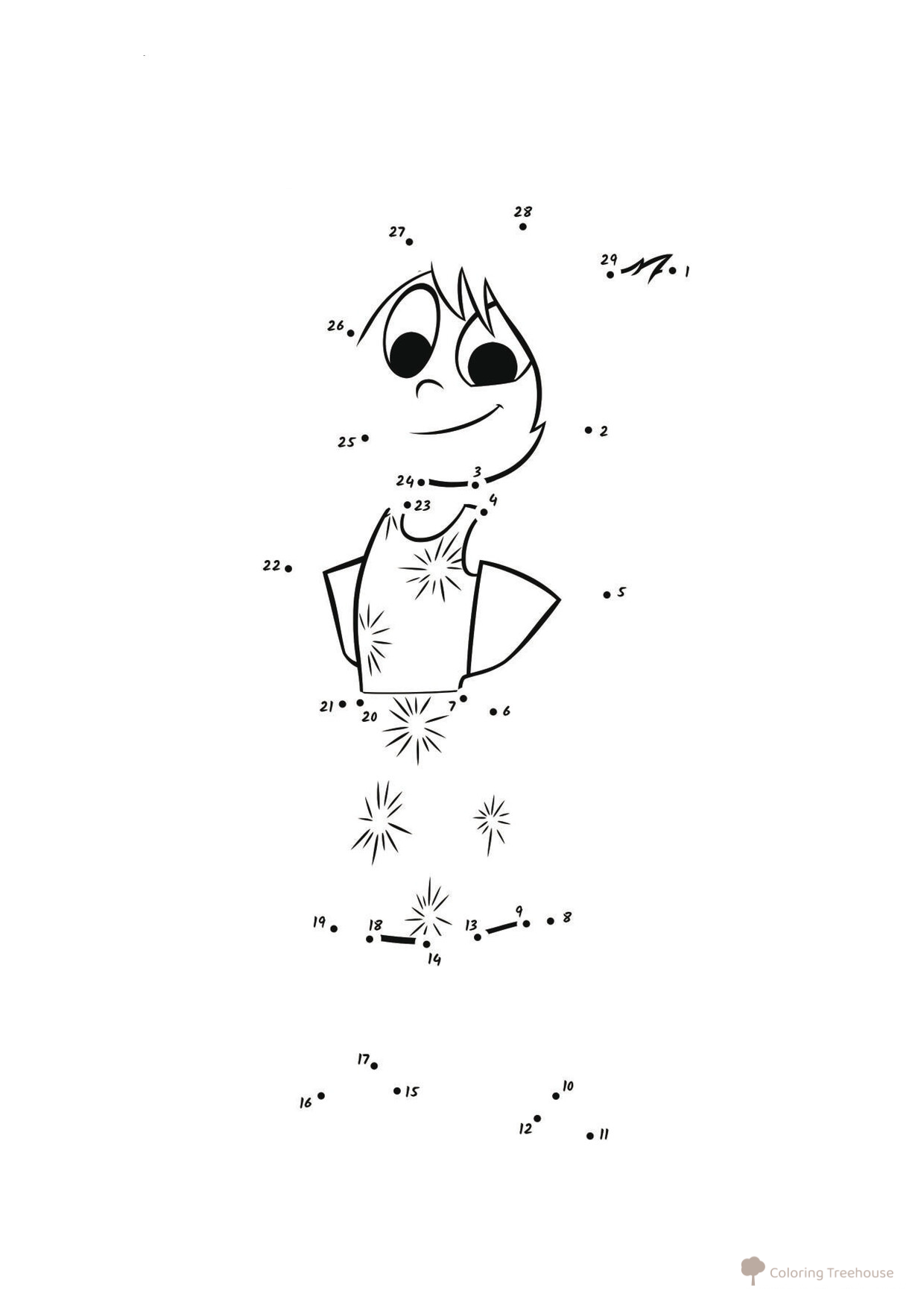 Página para colorear: Emoción Alegría por puntos dibujo para colorear gratis de Páginas para colorear de Intensa‑mente (Inside Out)