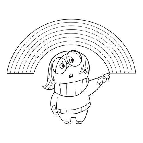 Sadness and Rainbow Coloring Page free printable Inside Out Coloring Pages coloring page