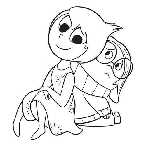 Joy and Sadness Coloring Page free printable Inside Out Coloring Pages coloring page