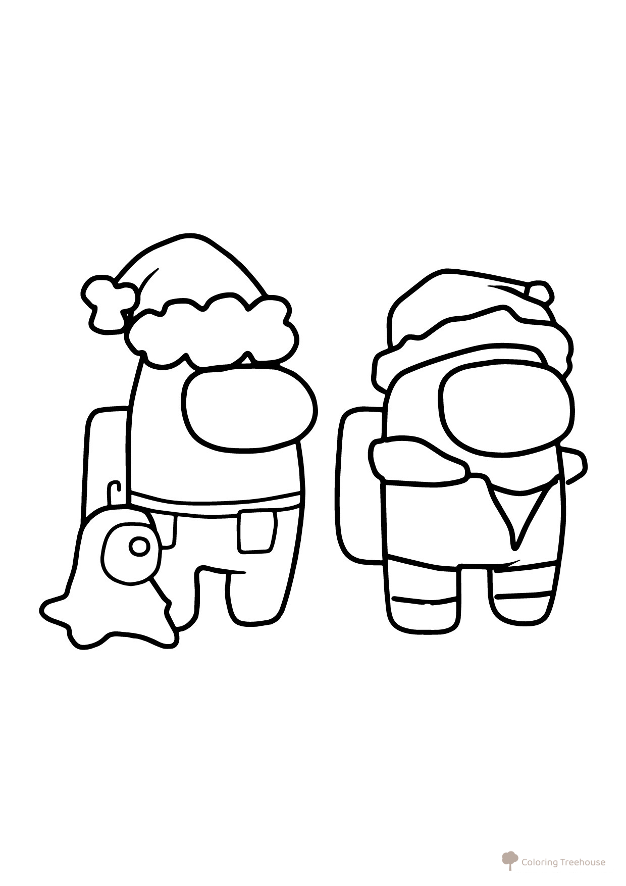 Among Us Crew Members New Year Coloring Page free printable Among Us Coloring Pages coloring page