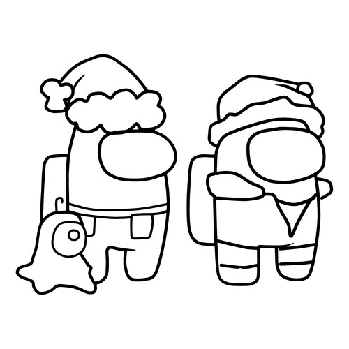 Among Us Crew Members New Year Coloring Page free printable Among Us Coloring Pages coloring page