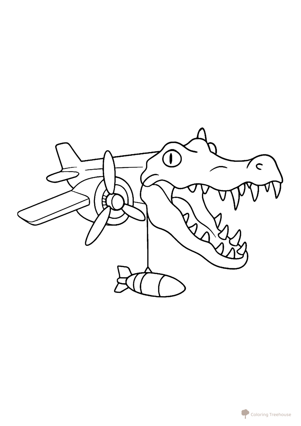 Página para colorear «Bombardiro Krokodilo» dibujo para colorear gratis de Páginas para colorear: memes italianos con animales