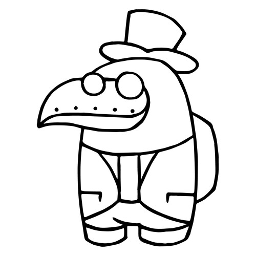 Among Us Plague Doctor Coloring Page free printable Among Us Coloring Pages coloring page
