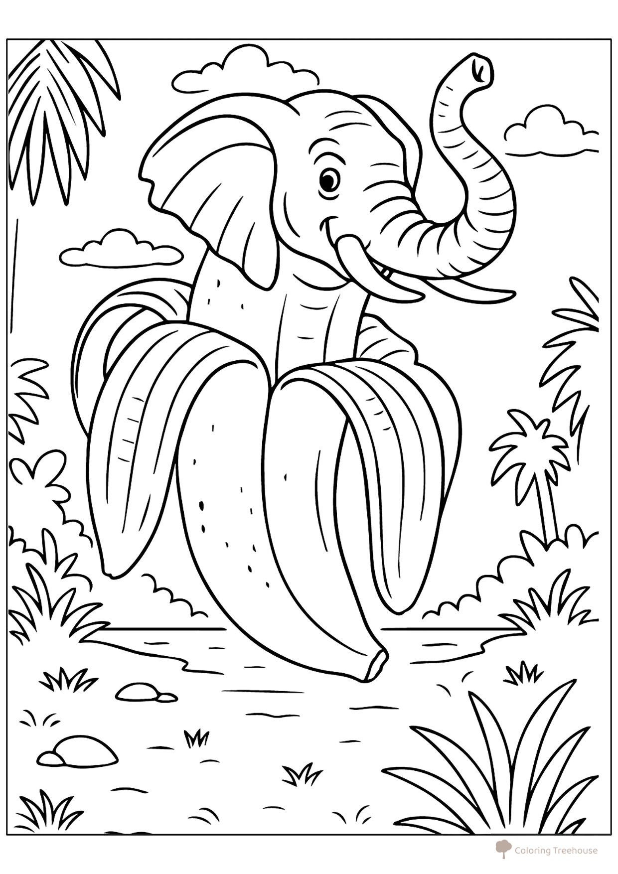 Página para colorear «Elefantuchi Bananuchi» dibujo para colorear gratis de Páginas para colorear: memes italianos con animales