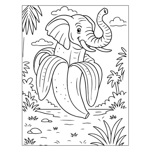 Página para colorear «Elefantuchi Bananuchi» dibujo para colorear gratis de Páginas para colorear: memes italianos con animales
