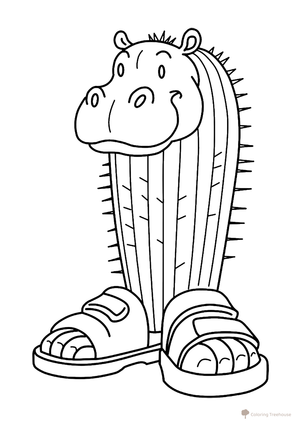 Página para colorear «Il Kakto Hippopotamo — hipopótamo-cactus» dibujo para colorear gratis de Páginas para colorear: memes italianos con animales