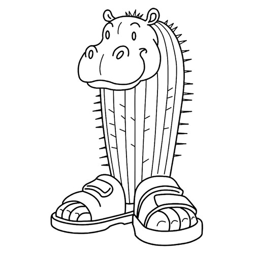 Página para colorear «Il Kakto Hippopotamo — hipopótamo-cactus» dibujo para colorear gratis de Páginas para colorear: memes italianos con animales