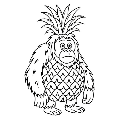 Página para colorear «Orangutini Ananasini» dibujo para colorear gratis de Páginas para colorear: memes italianos con animales