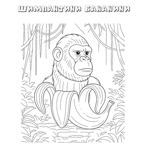 Página para colorear «Chimpanzini Bananini en la jungla» dibujo para colorear gratis de Páginas para colorear: memes italianos con animales