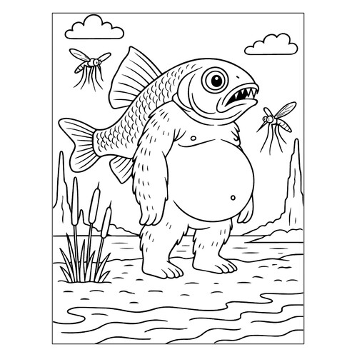 Trippi Troppi in the Swamp Coloring Page free printable Italian Animal Meme Coloring Pages coloring page