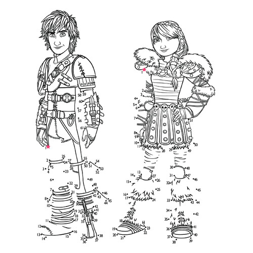 Astrid and Hiccup Coloring Page free printable How to Train Your Dragon Coloring Pages coloring page