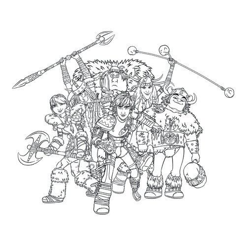 Astrid, Hiccup and Vikings Coloring Page free printable How to Train Your Dragon Coloring Pages coloring page