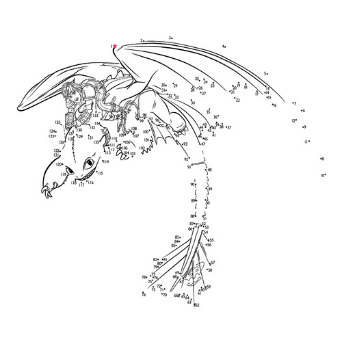 Página para colorear de Hipo y Desdentado por puntos dibujo para colorear gratis de How to Train Your Dragon Coloring Pages