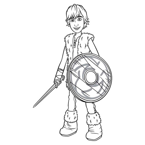 Hiccup with Shield Coloring Page free printable How to Train Your Dragon Coloring Pages coloring page