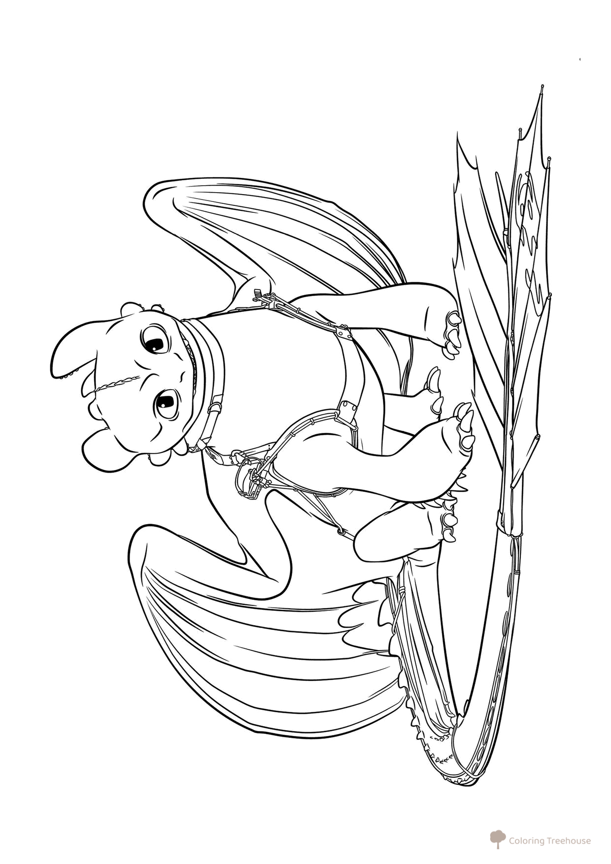 Night Fury (Toothless) Coloring Page free printable How to Train Your Dragon Coloring Pages coloring page