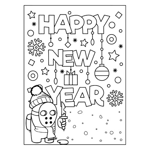 Página para colorear: máscara de hockey de Among Us para Año Nuevo dibujo para colorear gratis de Páginas para colorear de Among Us
