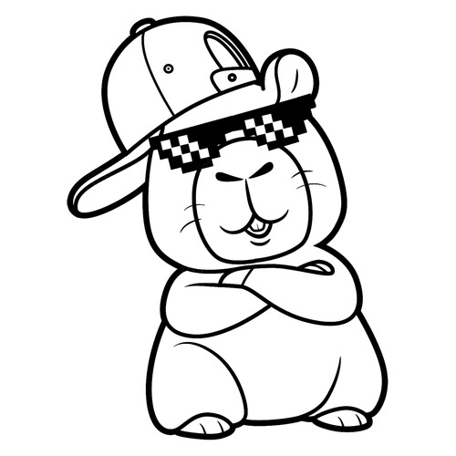 Capybara Rapper Coloring Page free printable Capybara Coloring Pages coloring page
