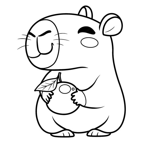 Página para colorear «Capibara con manzana» dibujo para colorear gratis de Hojas para colorear de capibara