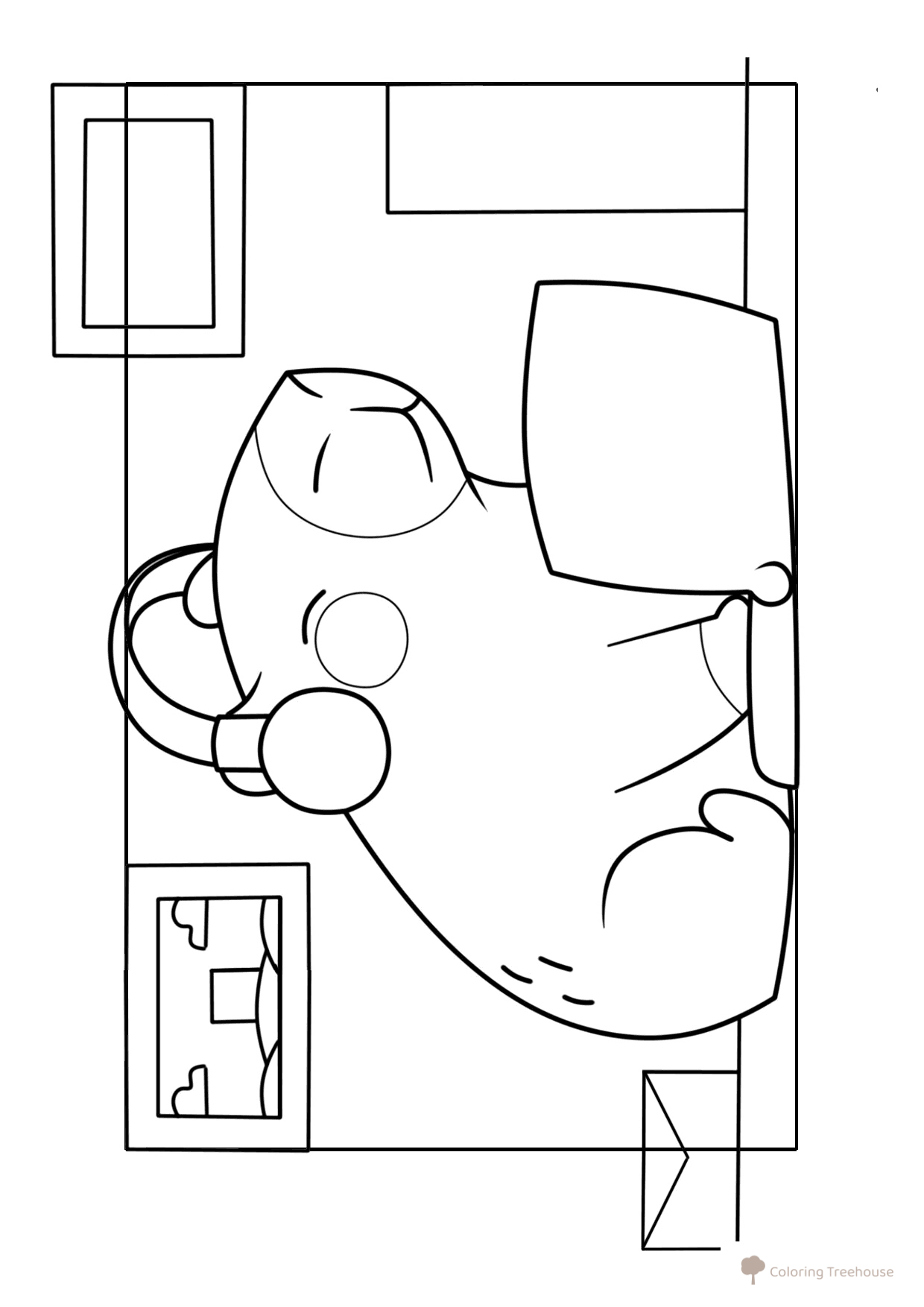 Capybara at a Laptop Coloring Page free printable Capybara Coloring Pages coloring page