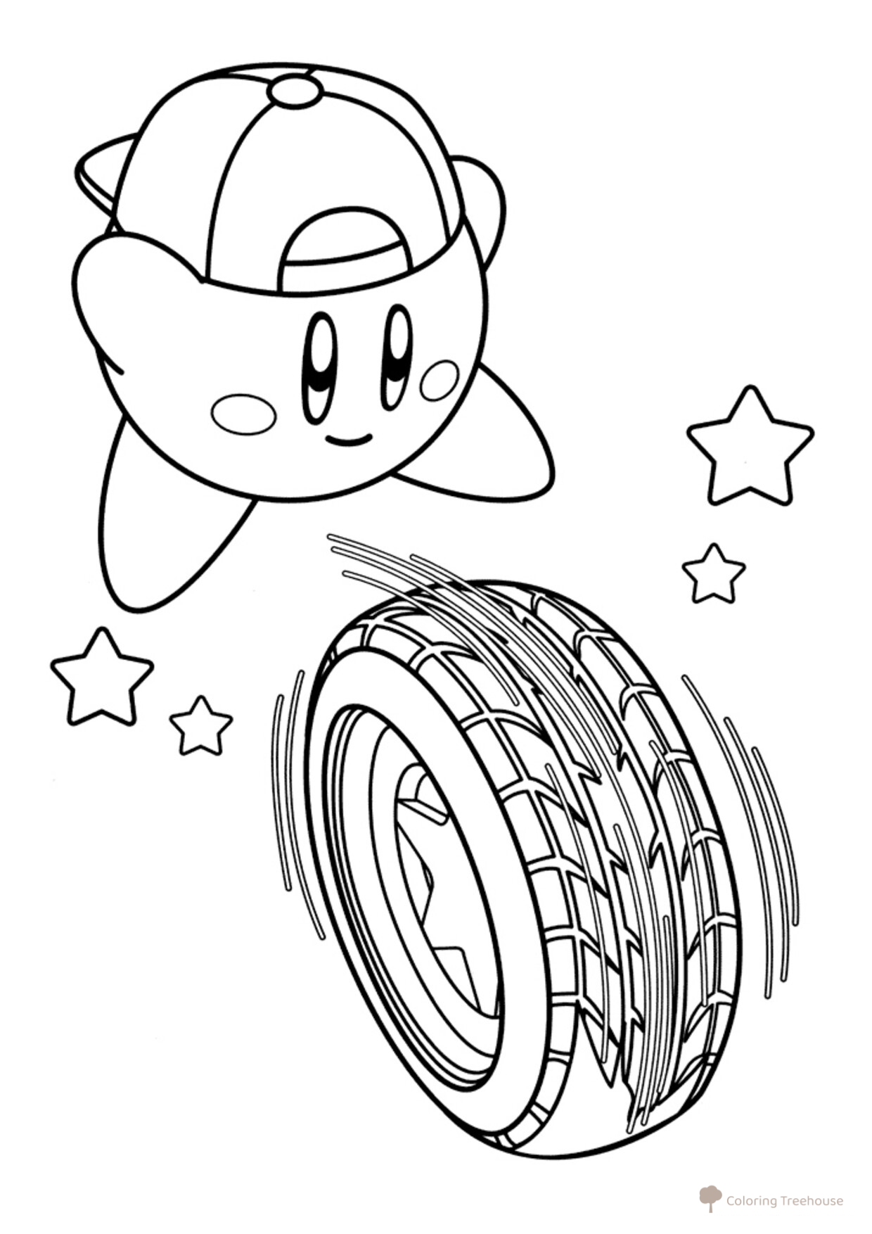 Grand Wheel Coloring Page free printable Kirby Coloring Pages coloring page
