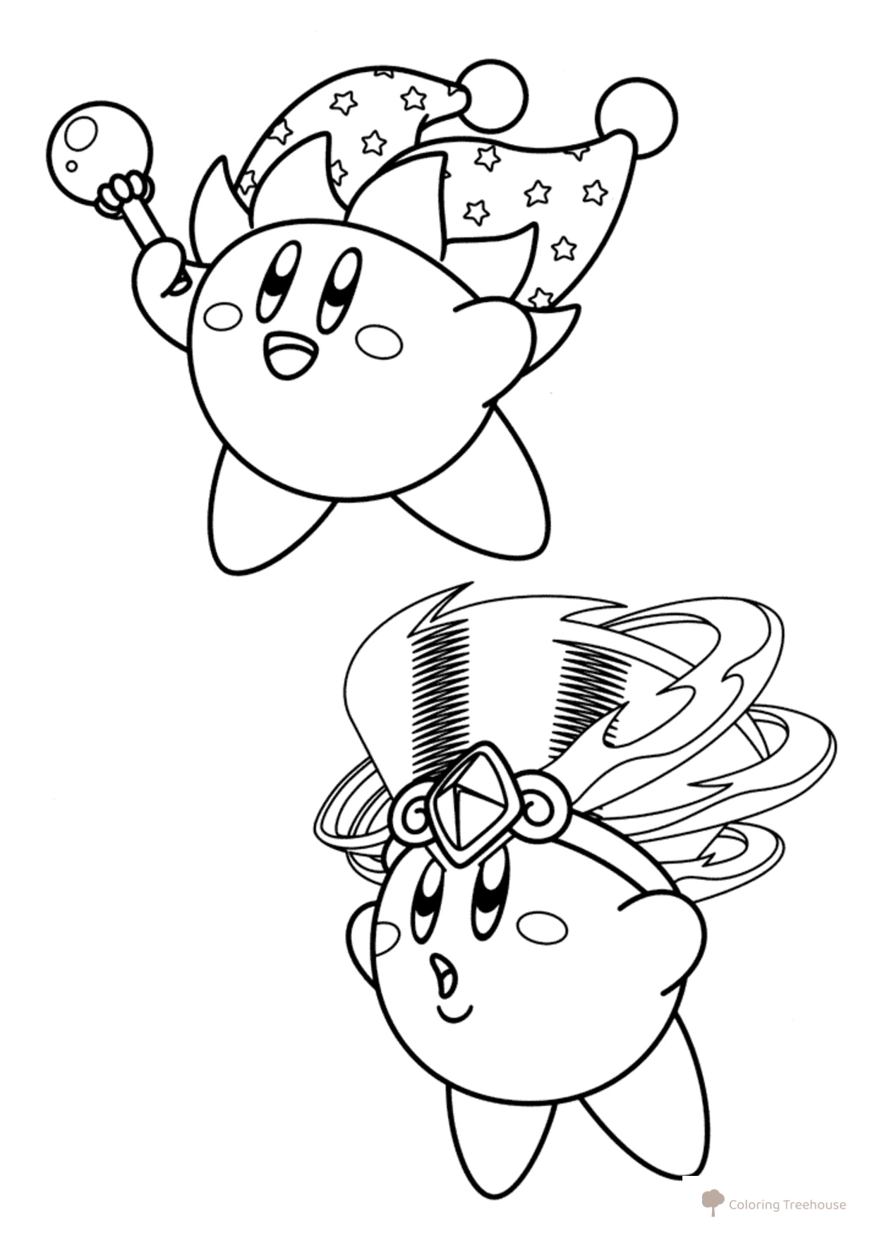 Kirby in a Hat Coloring Page free printable Kirby Coloring Pages coloring page