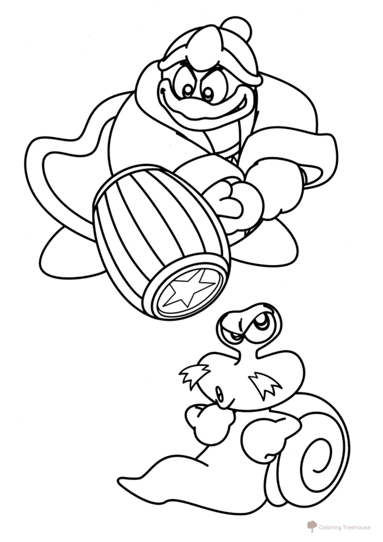King DiDiDi and Dr. Escargon Coloring Page free printable Kirby Coloring Pages coloring page
