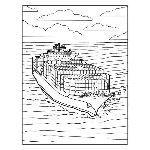 Big Container Ship Coloring Page free printable Ship Coloring Pages coloring page