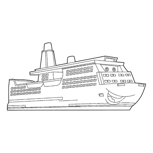 Colorear «Gran y adorable transatlántico» dibujo para colorear gratis de Páginas para colorear: barcos