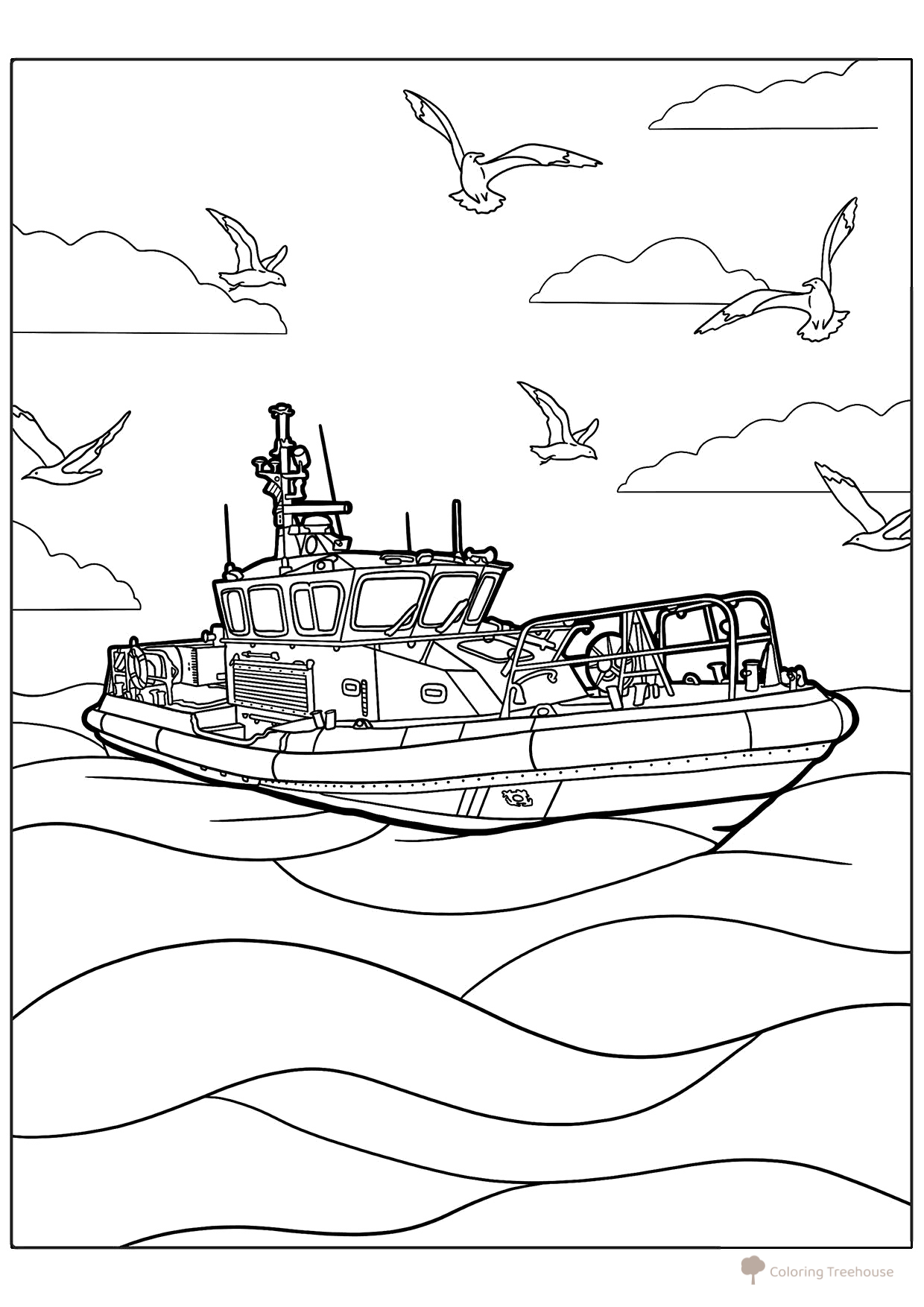 Página para colorear «Barco de la patrulla marítima» dibujo para colorear gratis de Páginas para colorear: barcos