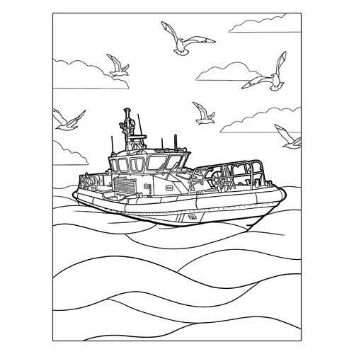 Página para colorear «Barco de la patrulla marítima» dibujo para colorear gratis de Páginas para colorear: barcos