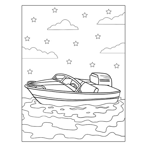 Página para colorear «Pequeña lancha motora» dibujo para colorear gratis de Páginas para colorear: barcos