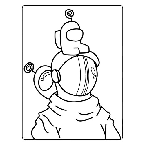 Página para colorear Among Us: astronauta y mini-miembros de la tripulación dibujo para colorear gratis de Páginas para colorear de Among Us