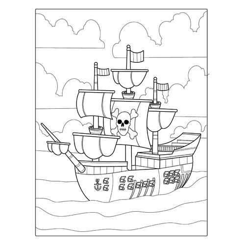 Pirate Ship with Cannons Coloring Page free printable Ship Coloring Pages coloring page