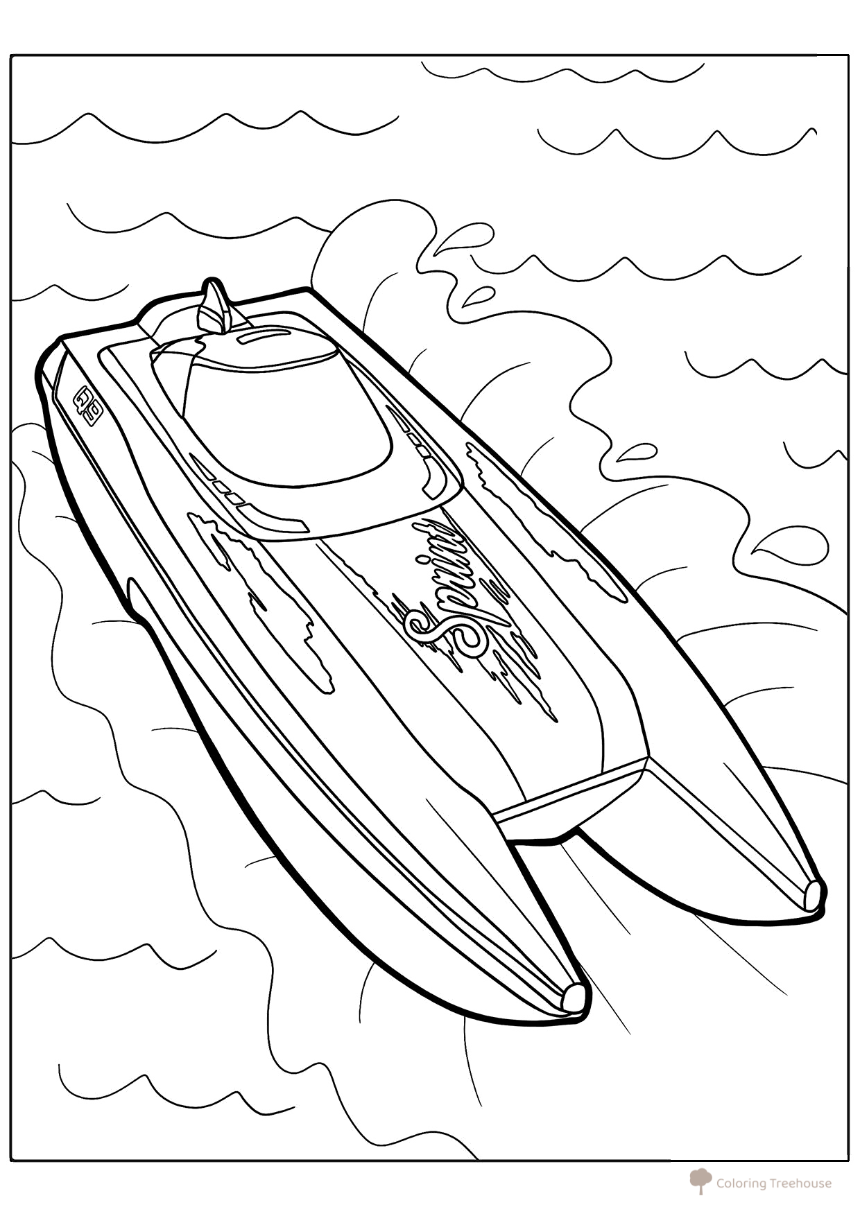 Superfast Speedboat Coloring Page free printable Ship Coloring Pages coloring page