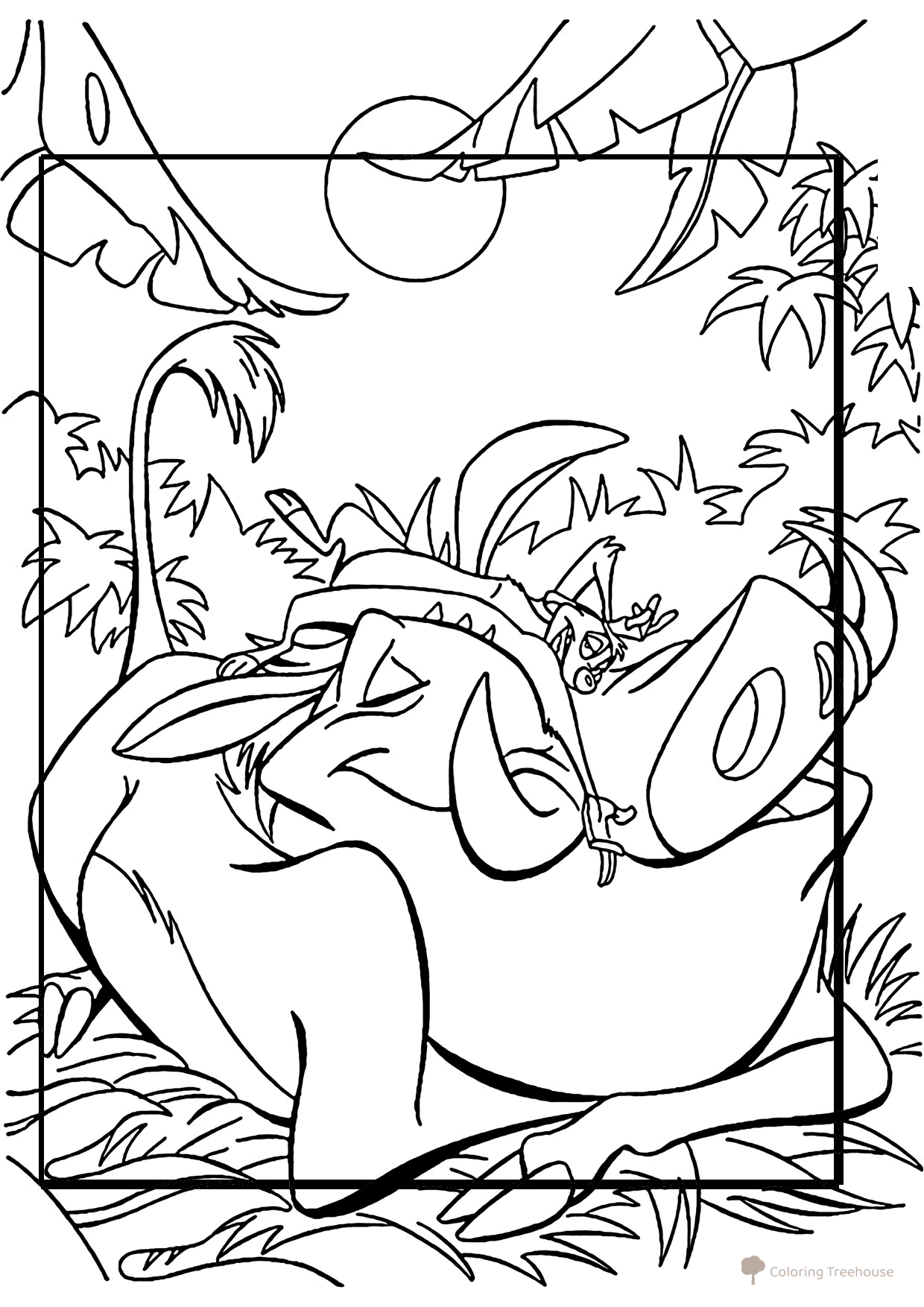 Hakuna Matata Timon and Pumbaa Coloring Page free printable The Lion King Coloring Pages coloring page