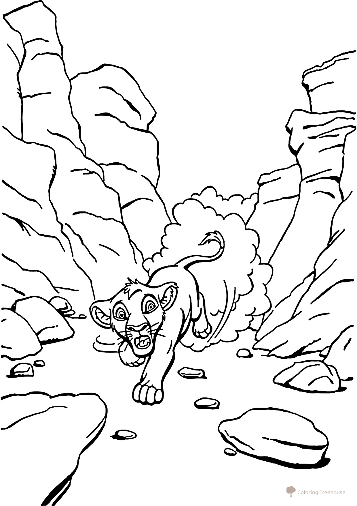 Scared Simba Coloring Page free printable The Lion King Coloring Pages coloring page