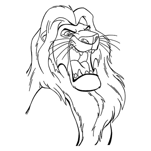 Página para colorear: El Rey León rugiendo dibujo para colorear gratis de Páginas para colorear de El Rey León