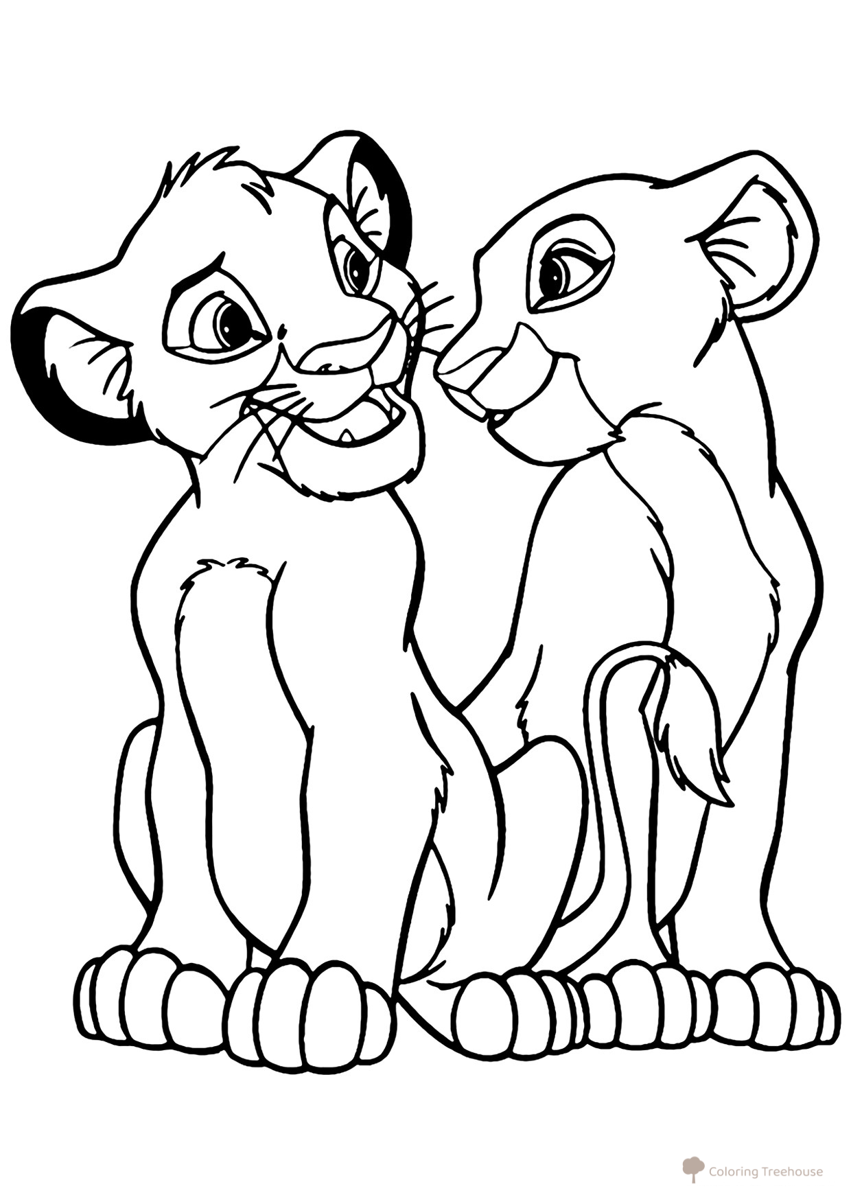 Página para colorear Cachorros de león Simba y Nala dibujo para colorear gratis de Páginas para colorear de El Rey León