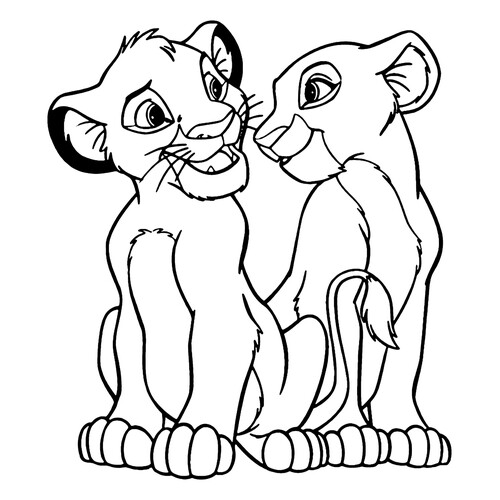 Página para colorear Cachorros de león Simba y Nala dibujo para colorear gratis de Páginas para colorear de El Rey León