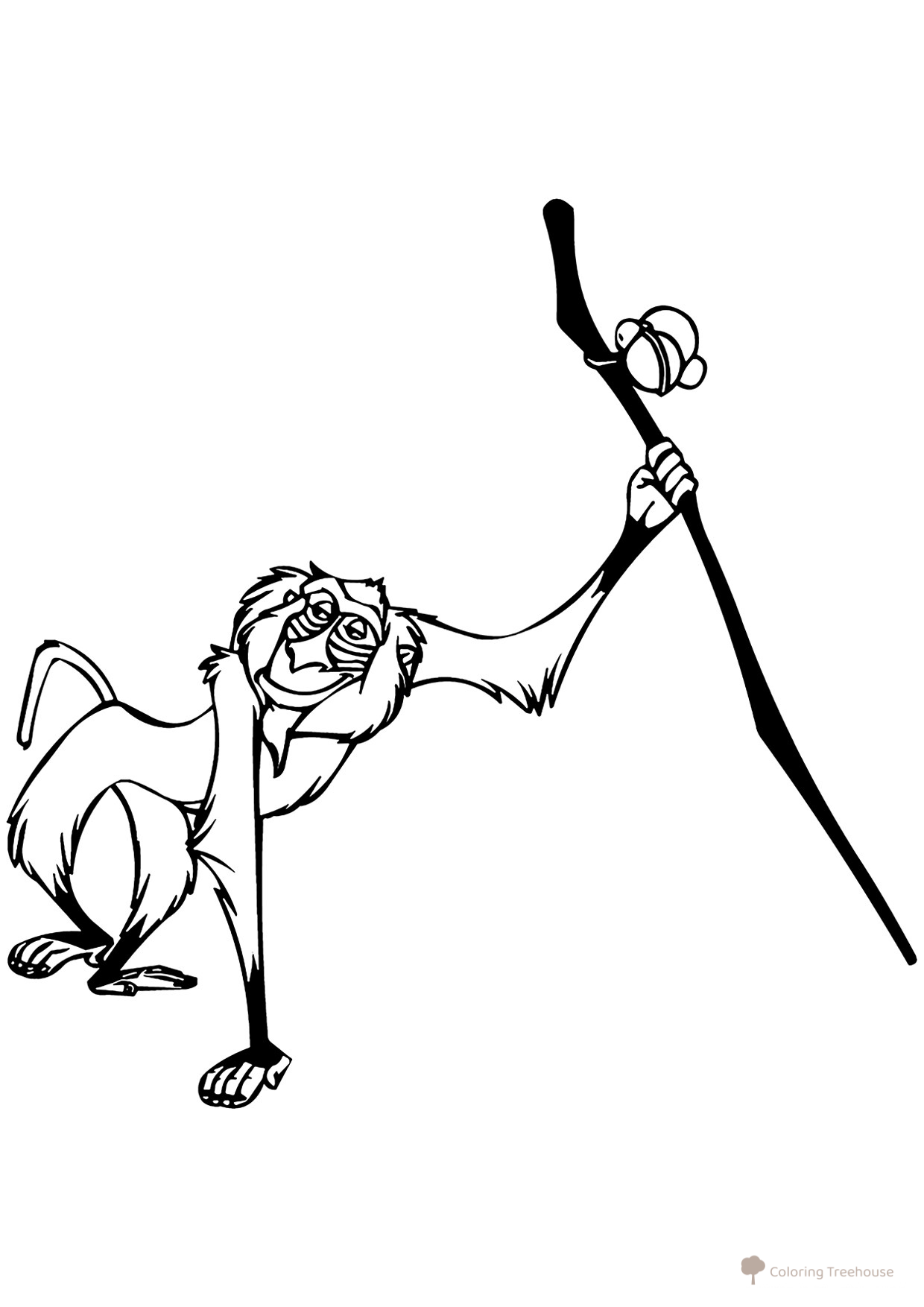 Rafiki — la mona de El Rey León (página para colorear) dibujo para colorear gratis de Páginas para colorear de El Rey León