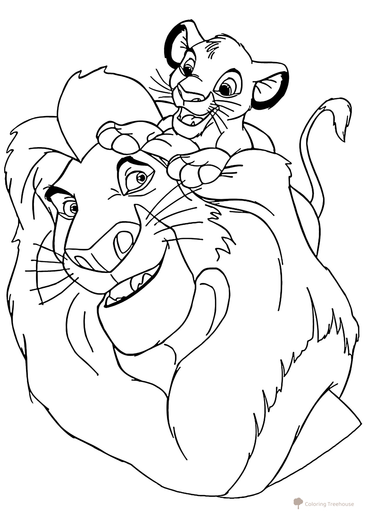 Simba and Mufasa Coloring Page free printable The Lion King Coloring Pages coloring page