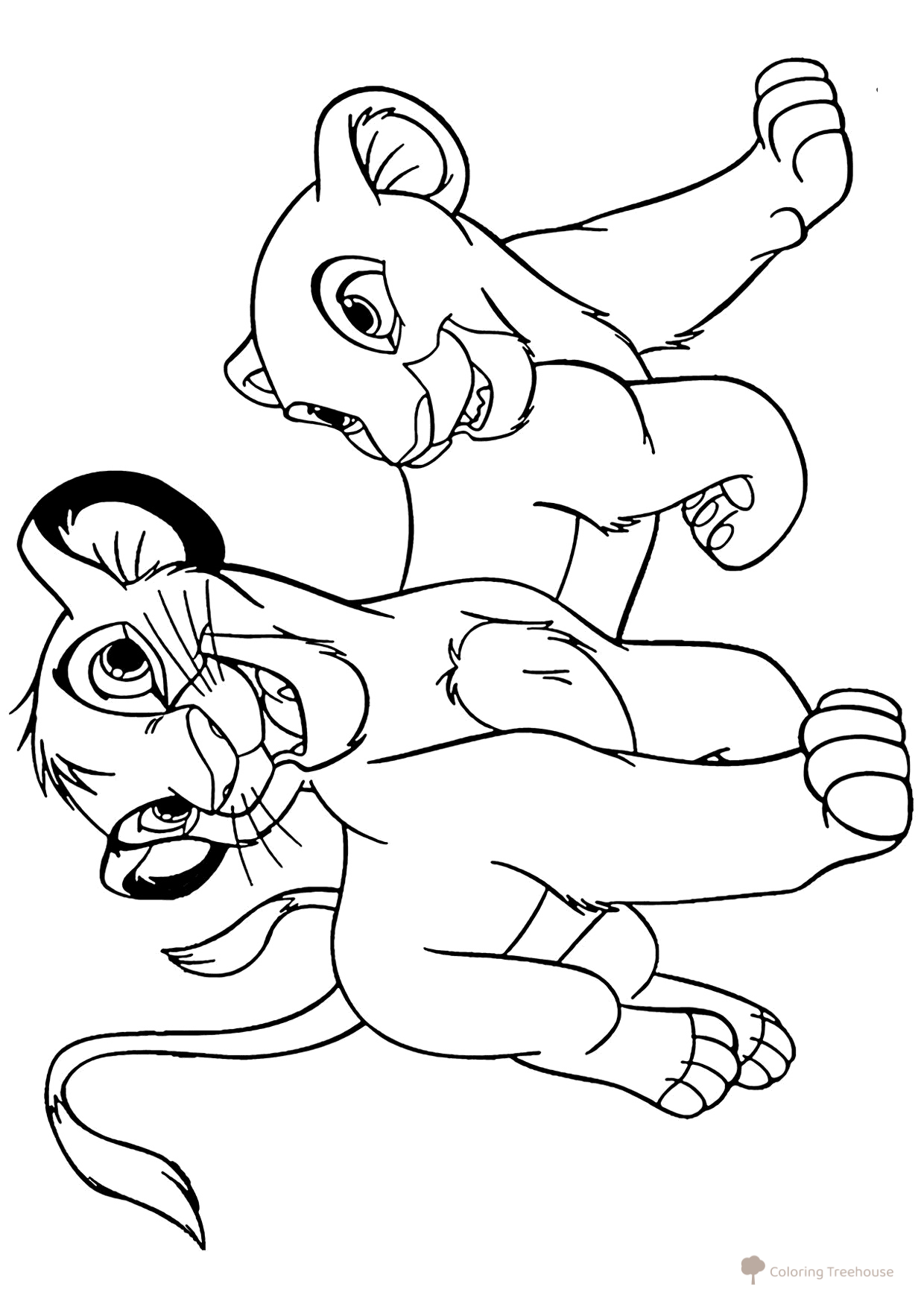 Página para colorear: Simba y Nala de niños dibujo para colorear gratis de Páginas para colorear de El Rey León