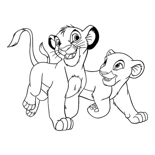 Página para colorear: Simba y Nala de niños dibujo para colorear gratis de Páginas para colorear de El Rey León