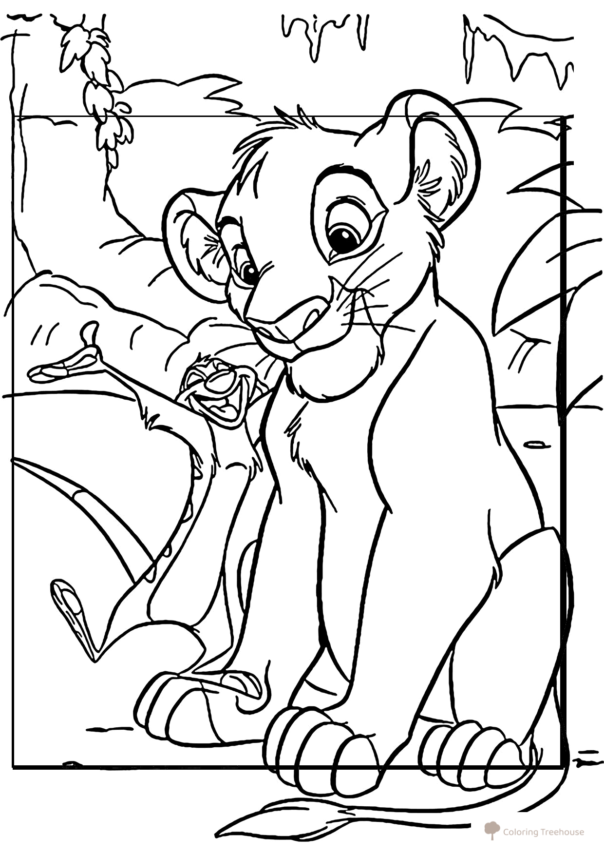 Simba and Timon Coloring Page free printable The Lion King Coloring Pages coloring page